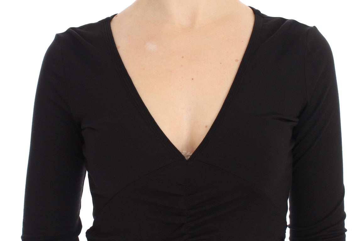 Versace Jeans Elegant V-Neck Black Viscose Blend Sweater IT40 | XS