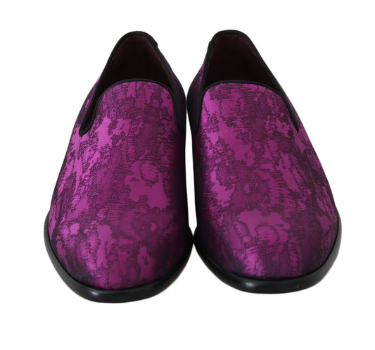 Dolce & Gabbana Elegant Silk-Wool Blend Loafers in Purple EU39 / US6