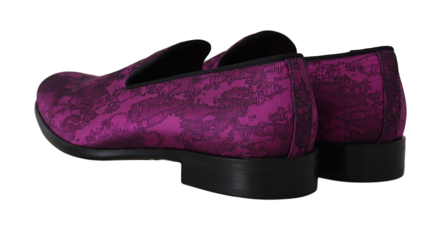 Dolce & Gabbana Elegant Silk-Wool Blend Loafers in Purple EU39 / US6