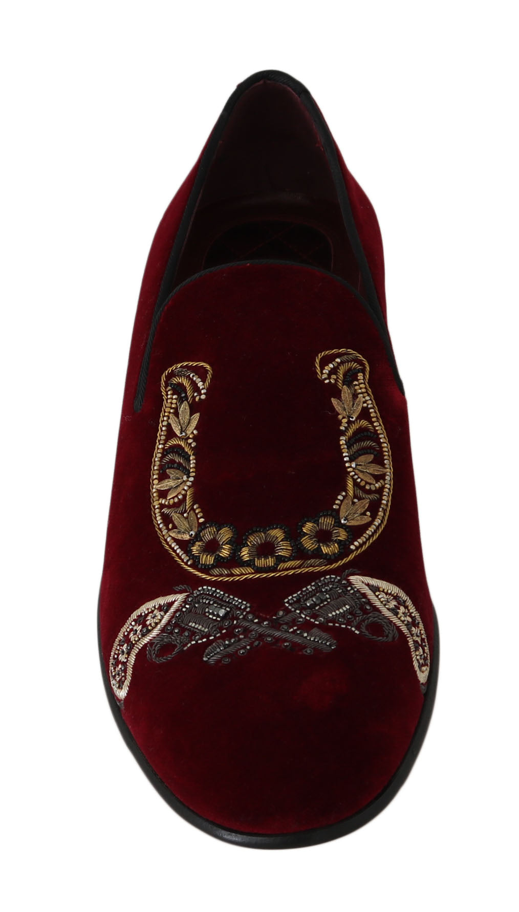 Dolce & Gabbana Bordeaux Velvet Sequined Men's Loafers EU39 / US6