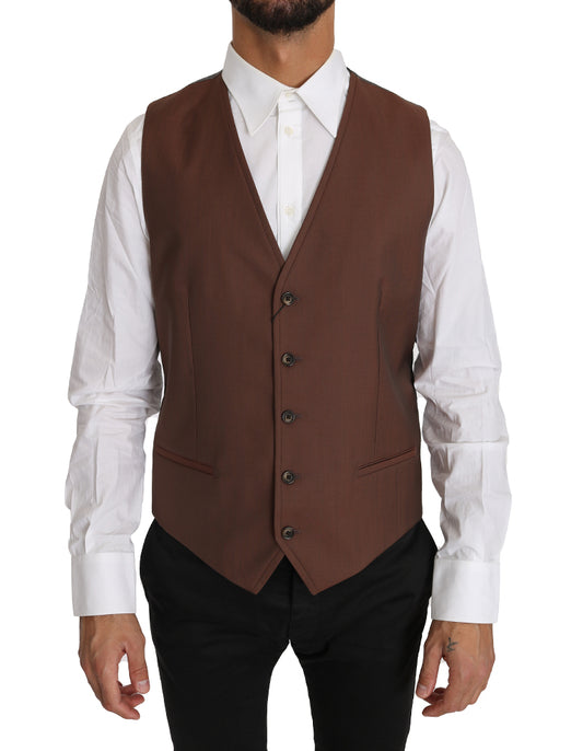 Dolce & Gabbana Sleek Bronze & Gray Formal Vest Slim Fit IT50 / L