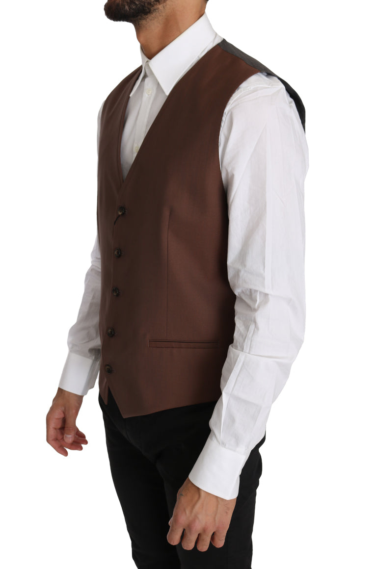 Dolce & Gabbana Sleek Bronze & Gray Formal Vest Slim Fit IT50 / L