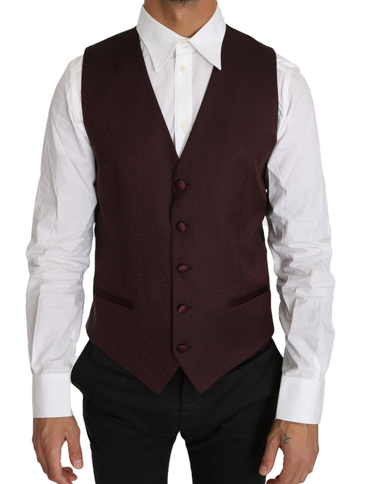 Dolce & Gabbana Elegant Purple Patterned Men's Formal Vest IT48 / M