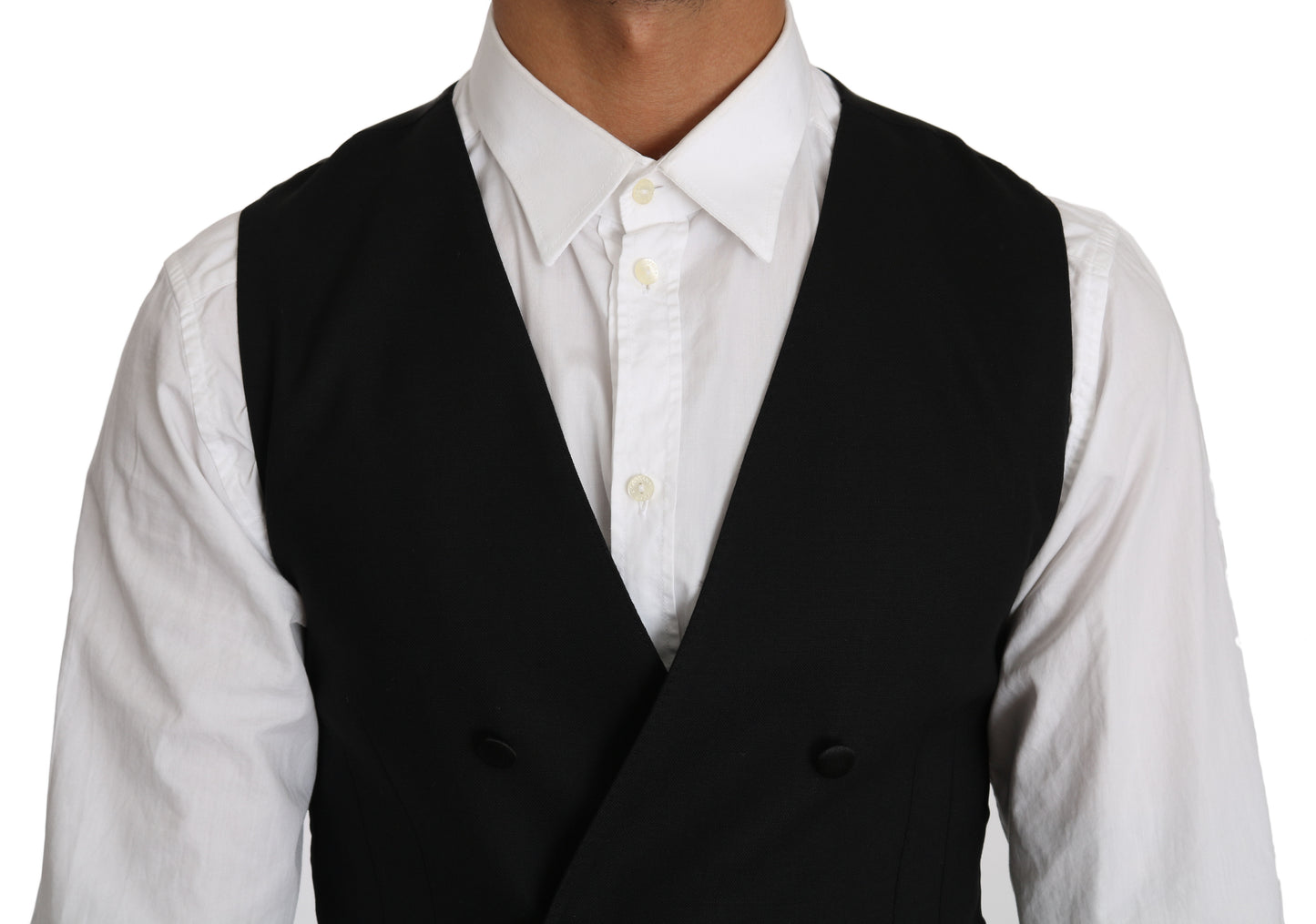 Dolce & Gabbana Sleek Double Breasted Slim Fit Wool Vest IT46 / S