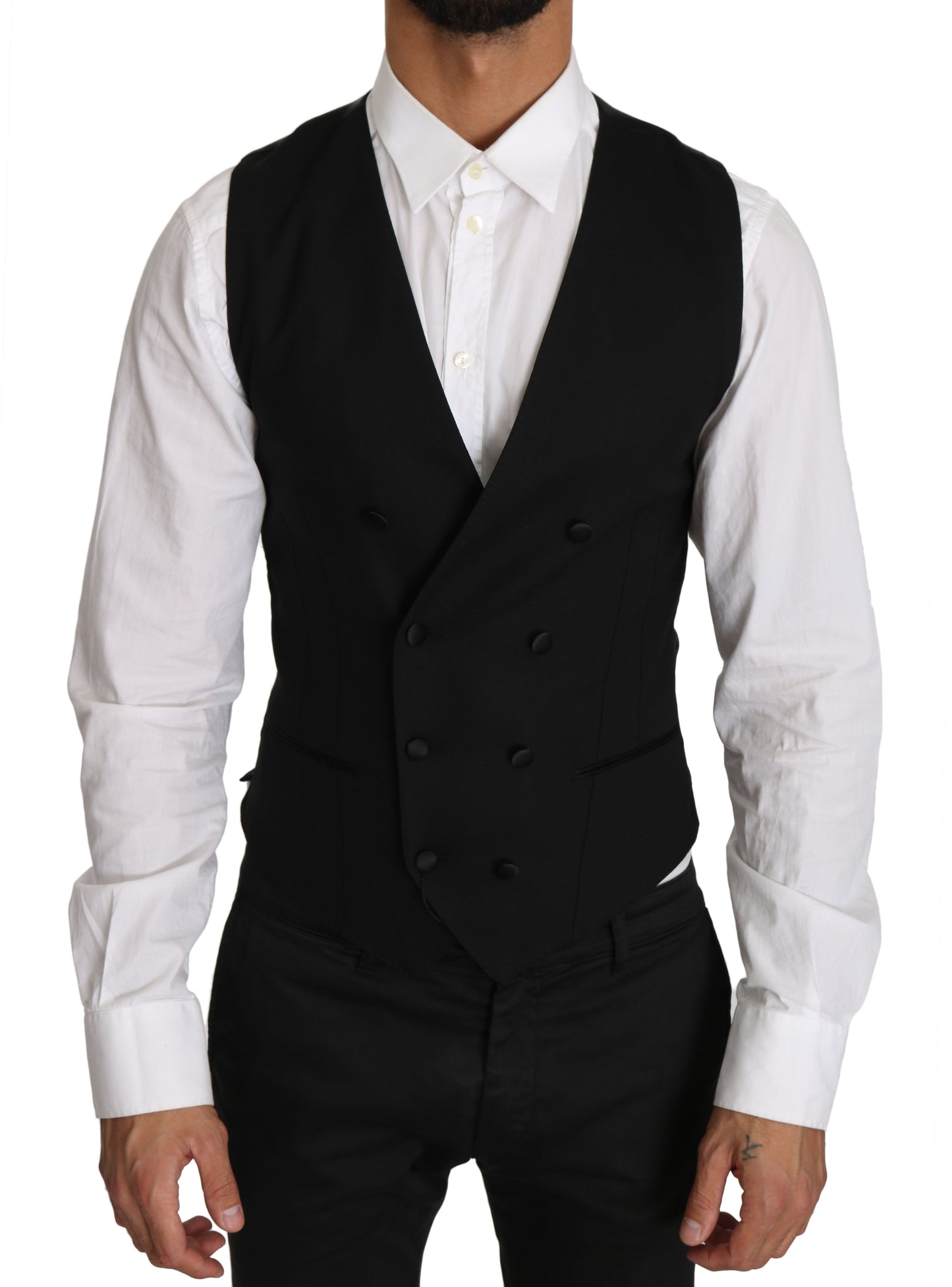 Dolce & Gabbana Sleek Double Breasted Slim Fit Wool Vest IT46 / S