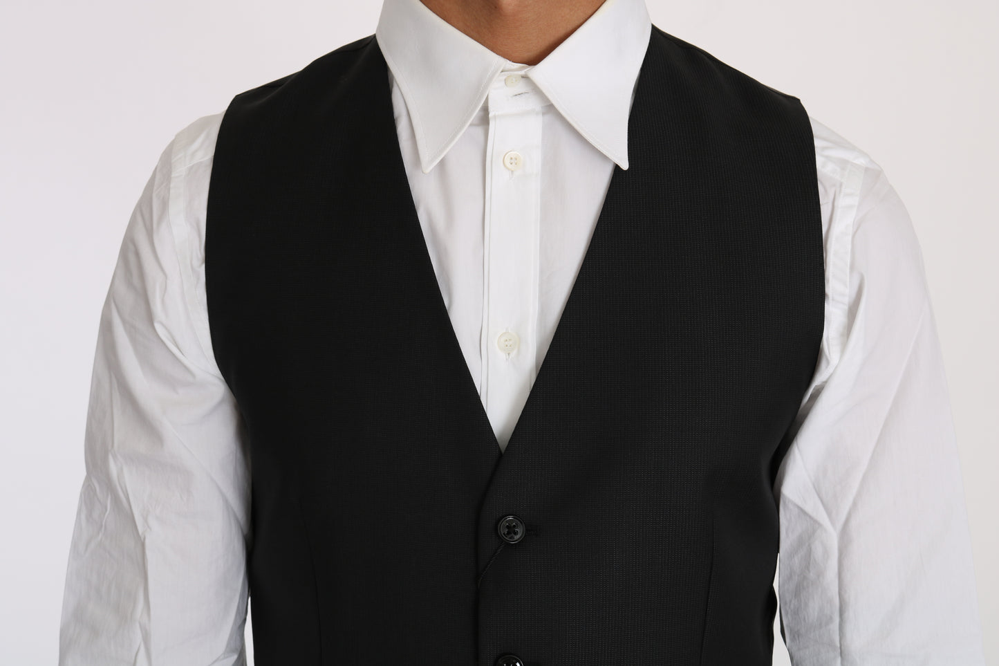 Dolce & Gabbana Sleek Black Wool-Silk Formal Vest IT46 / S