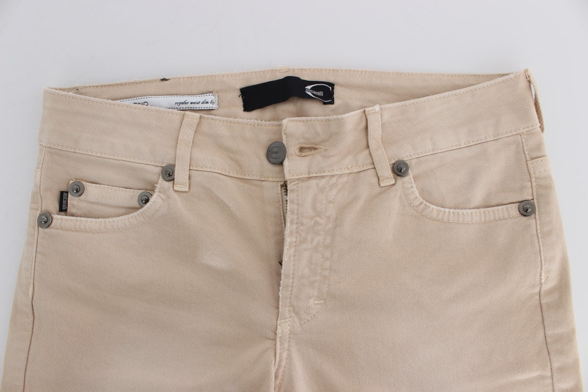 Cavalli Beige Cotton Stretch Slim Fit Jeans W26