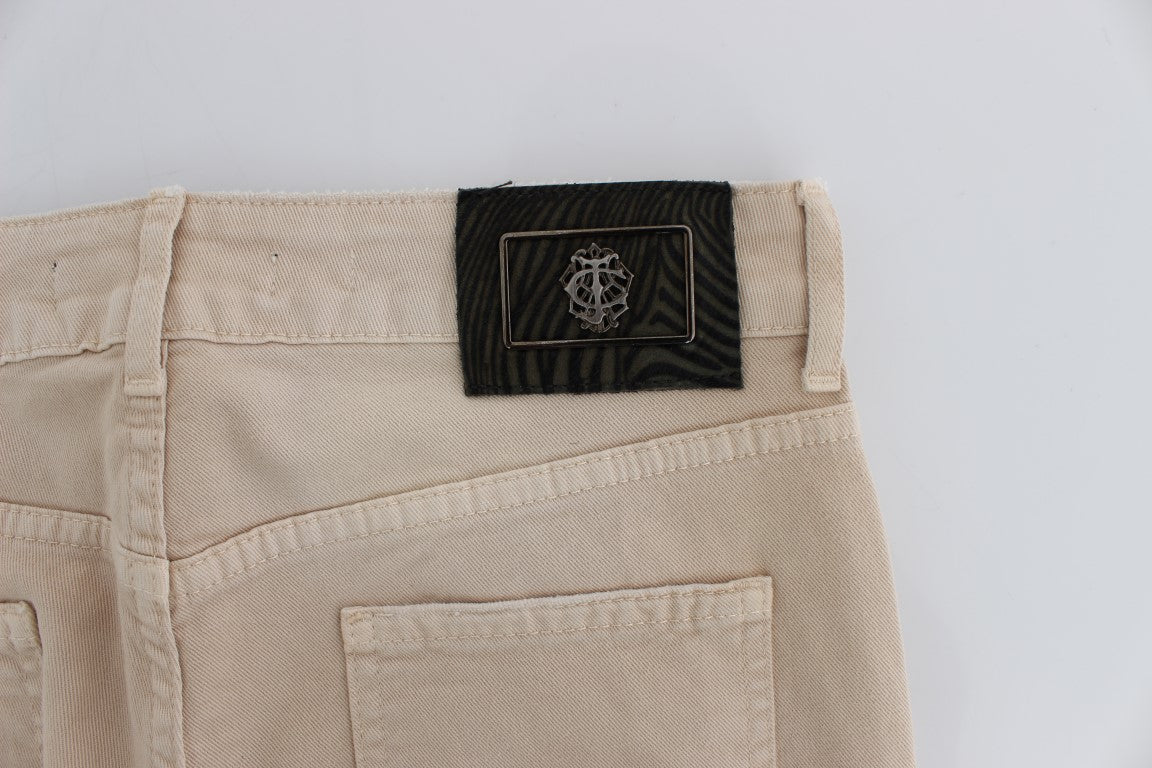 Cavalli Beige Cotton Stretch Slim Fit Jeans W26