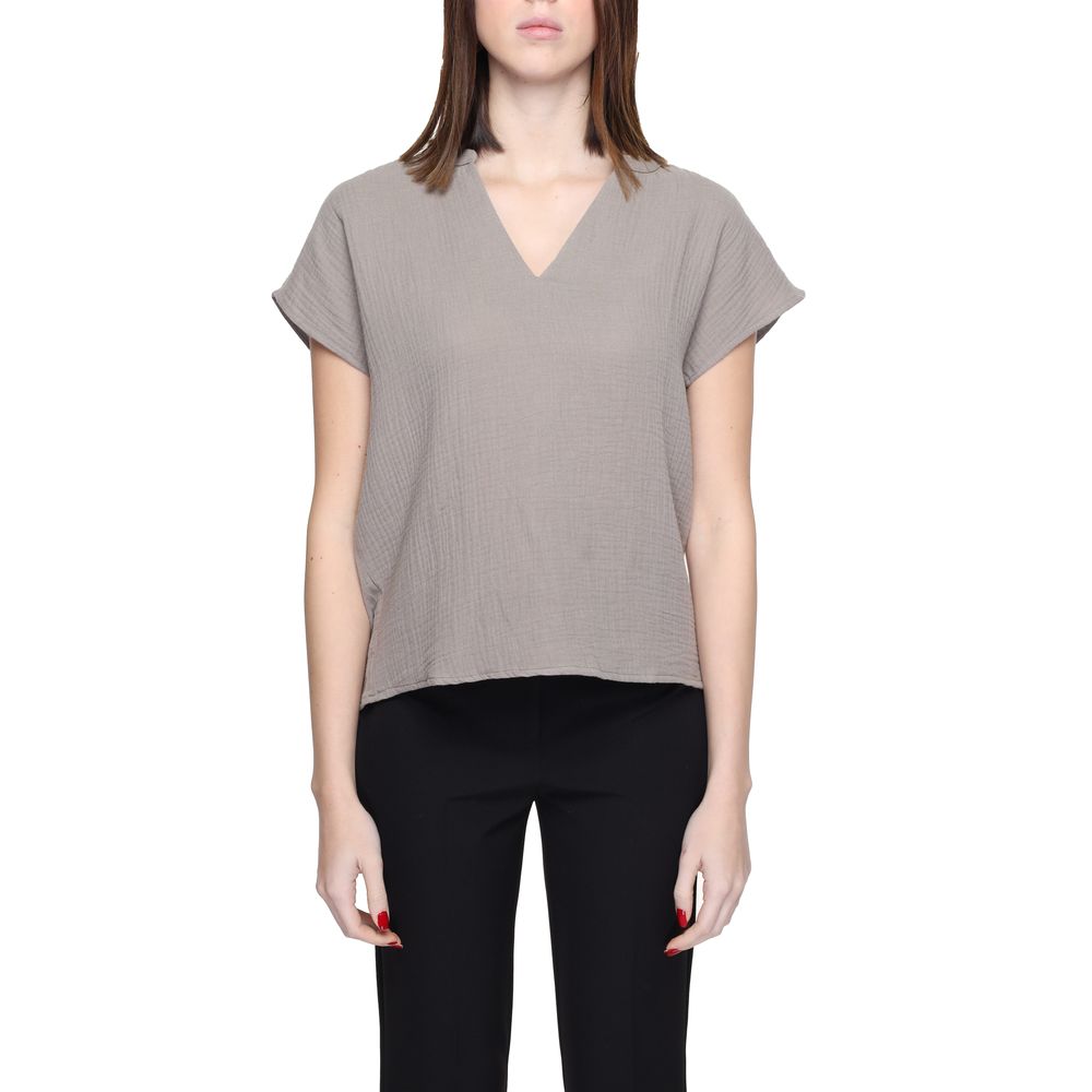 Jacqueline De Yong Gray Cotton Shirt