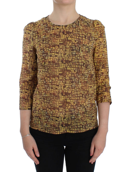 Dolce & Gabbana Sicilian Mosaic Print Silk Blouse IT40 | S