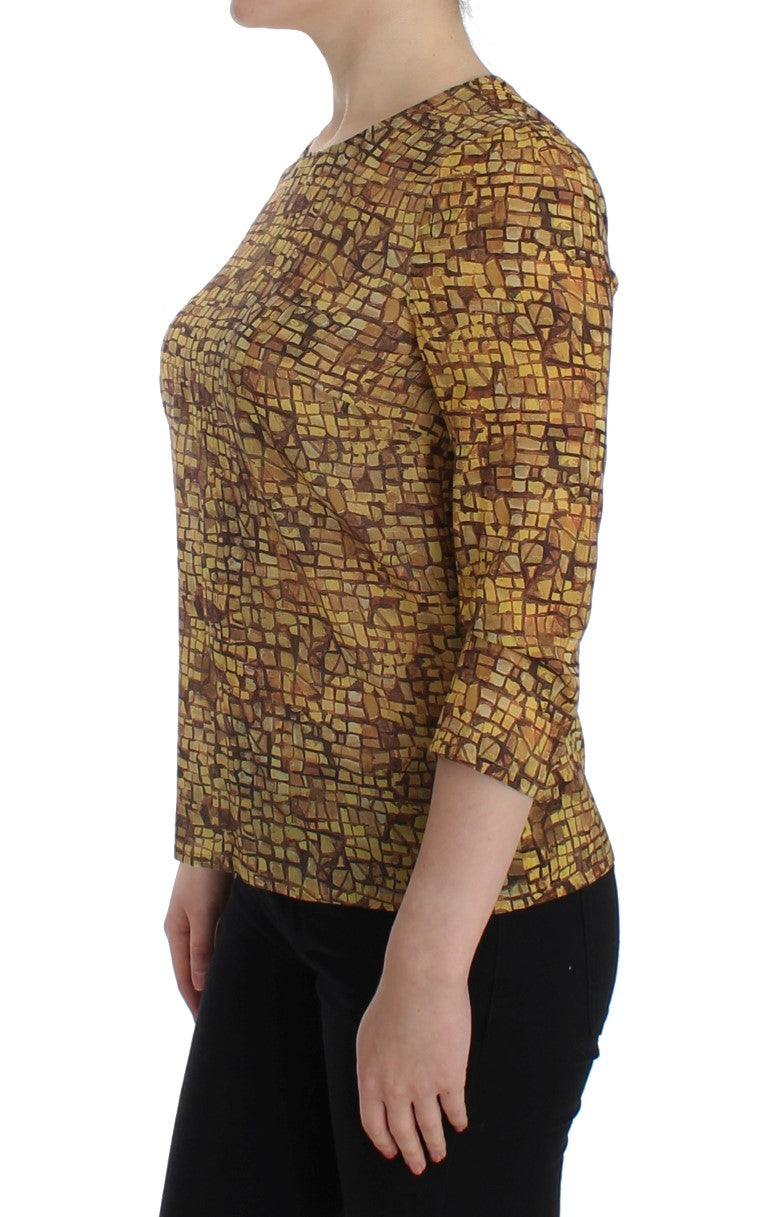 Dolce & Gabbana Sicilian Mosaic Print Silk Blouse IT40 | S