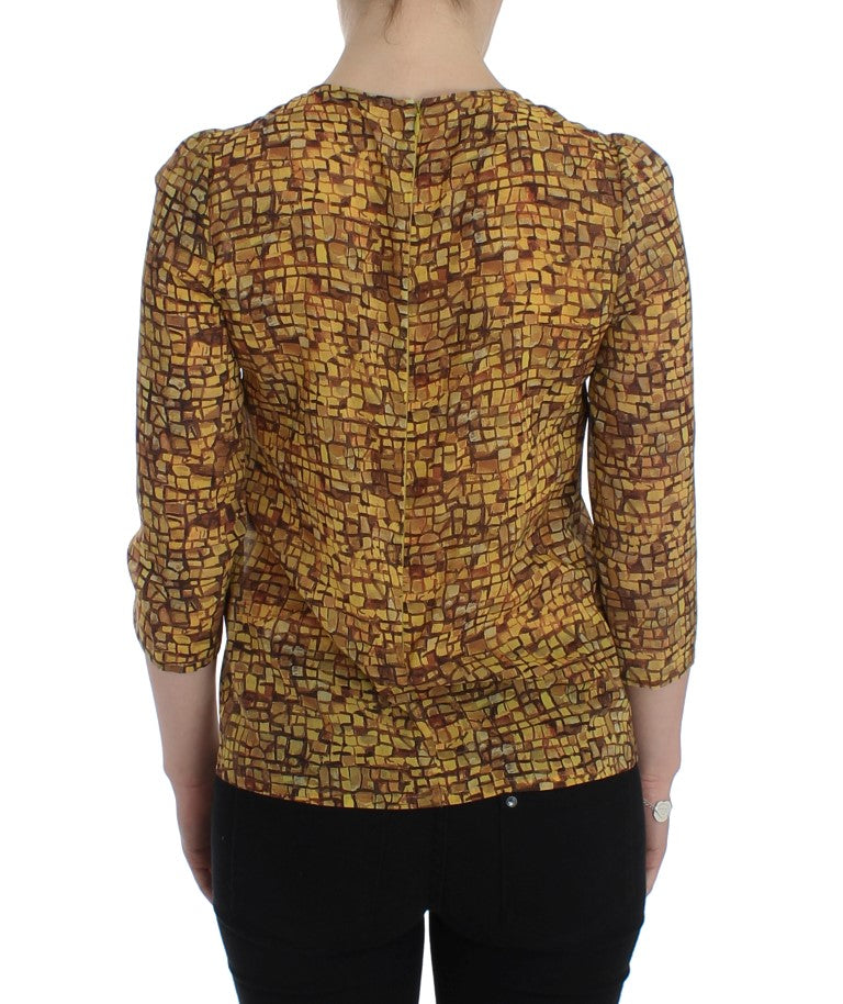 Dolce & Gabbana Sicilian Mosaic Print Silk Blouse IT40 | S