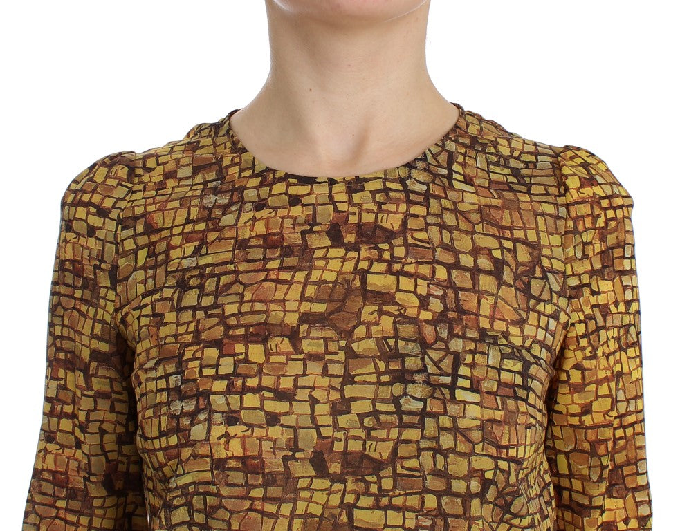 Dolce & Gabbana Sicilian Mosaic Print Silk Blouse IT40 | S