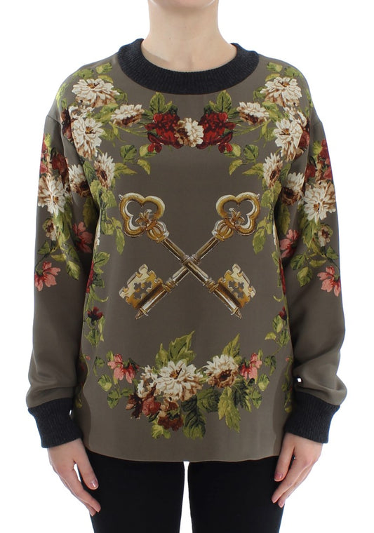 Dolce & Gabbana Enchanted Sicily Silk Crewneck Blouse IT40 | S