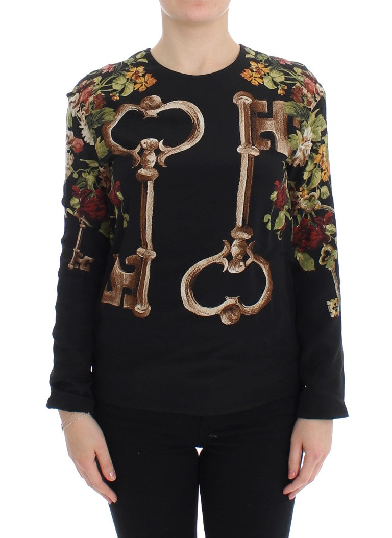 Dolce & Gabbana Elegant Medieval Print Silk Blouse IT36 / XS