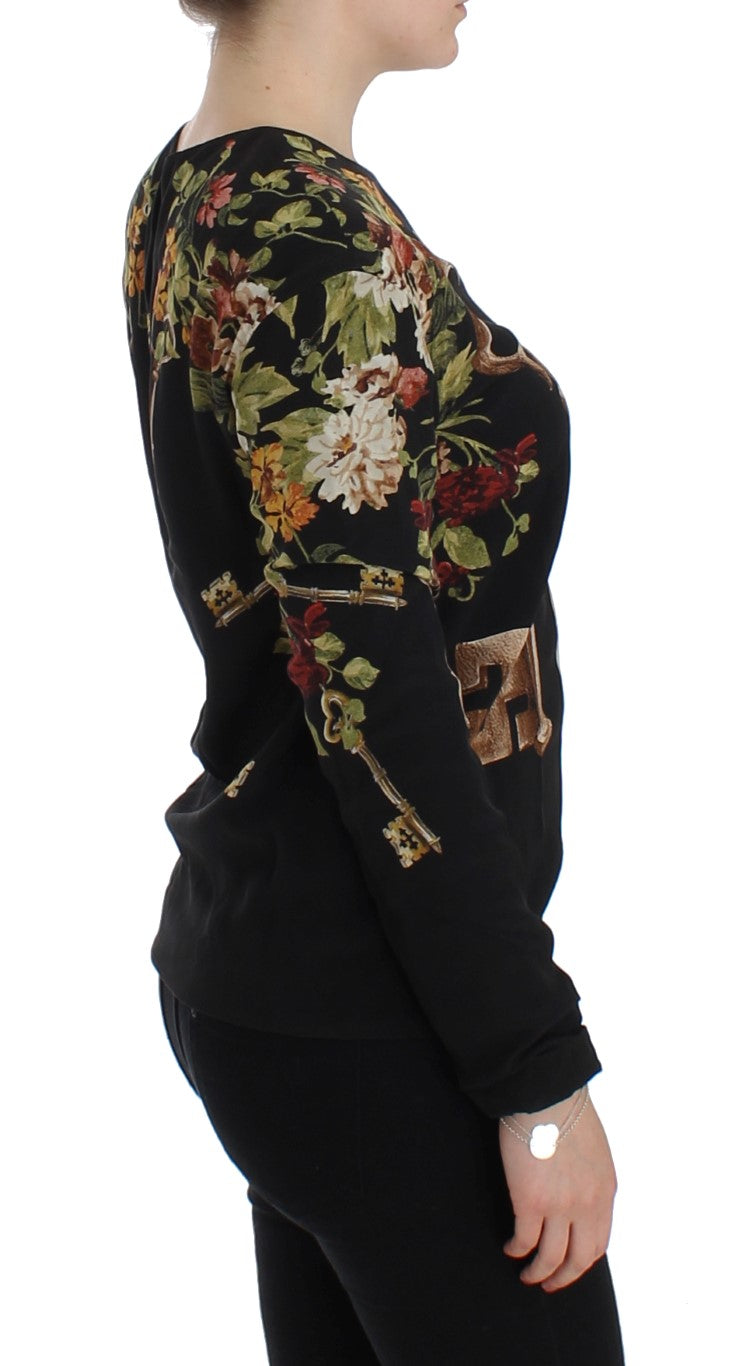 Dolce & Gabbana Elegant Medieval Print Silk Blouse IT36 / XS