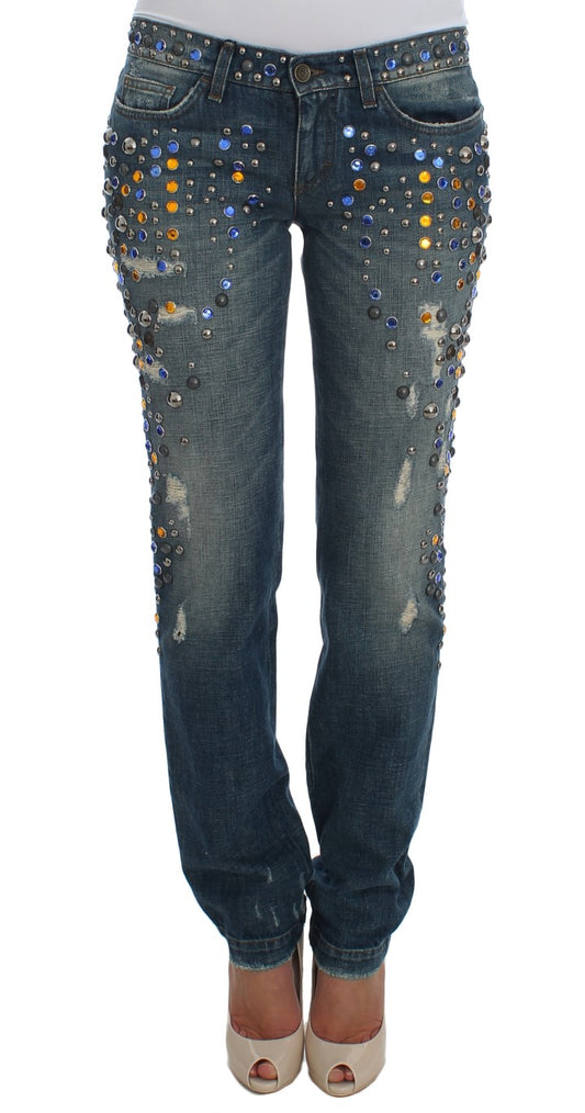 Dolce & Gabbana Enchanted Sicily Crystal Embellished Jeans IT36 / XS