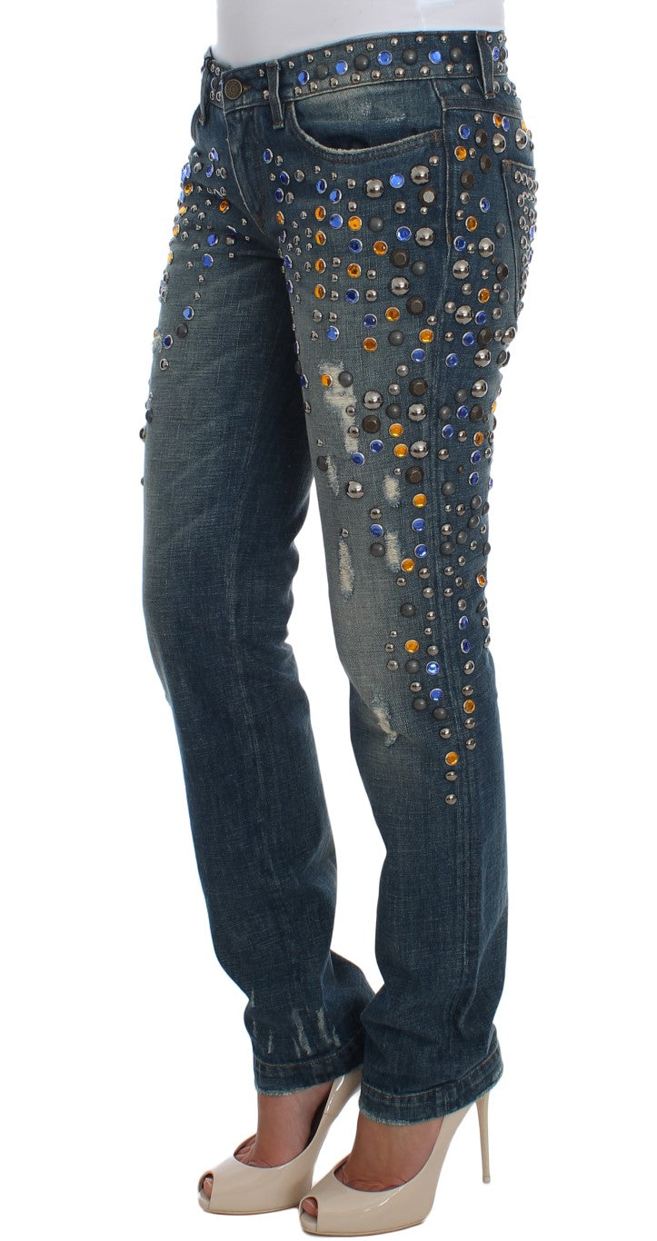 Dolce & Gabbana Enchanted Sicily Crystal Embellished Jeans IT36 / XS