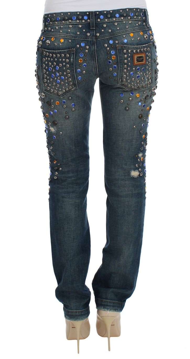 Dolce & Gabbana Enchanted Sicily Crystal Embellished Jeans IT36 / XS