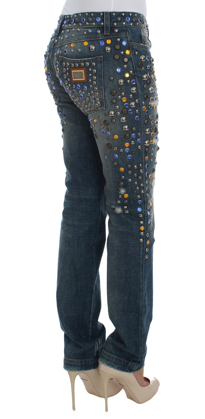 Dolce & Gabbana Enchanted Sicily Crystal Embellished Jeans IT36 / XS