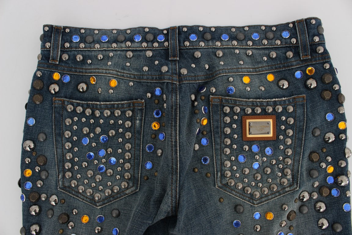 Dolce & Gabbana Enchanted Sicily Crystal Embellished Jeans IT36 / XS