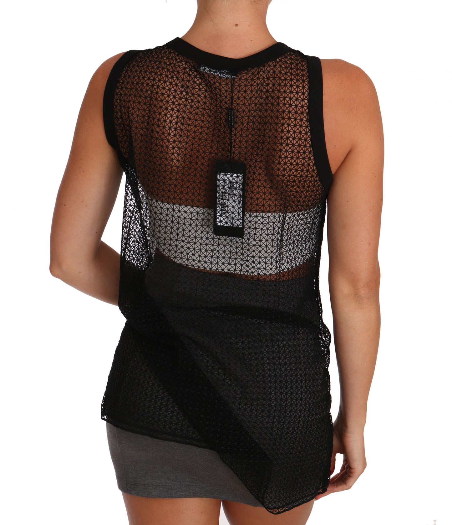 Dolce & Gabbana Elegant Sleeveless Black Mesh Top IT42 / M