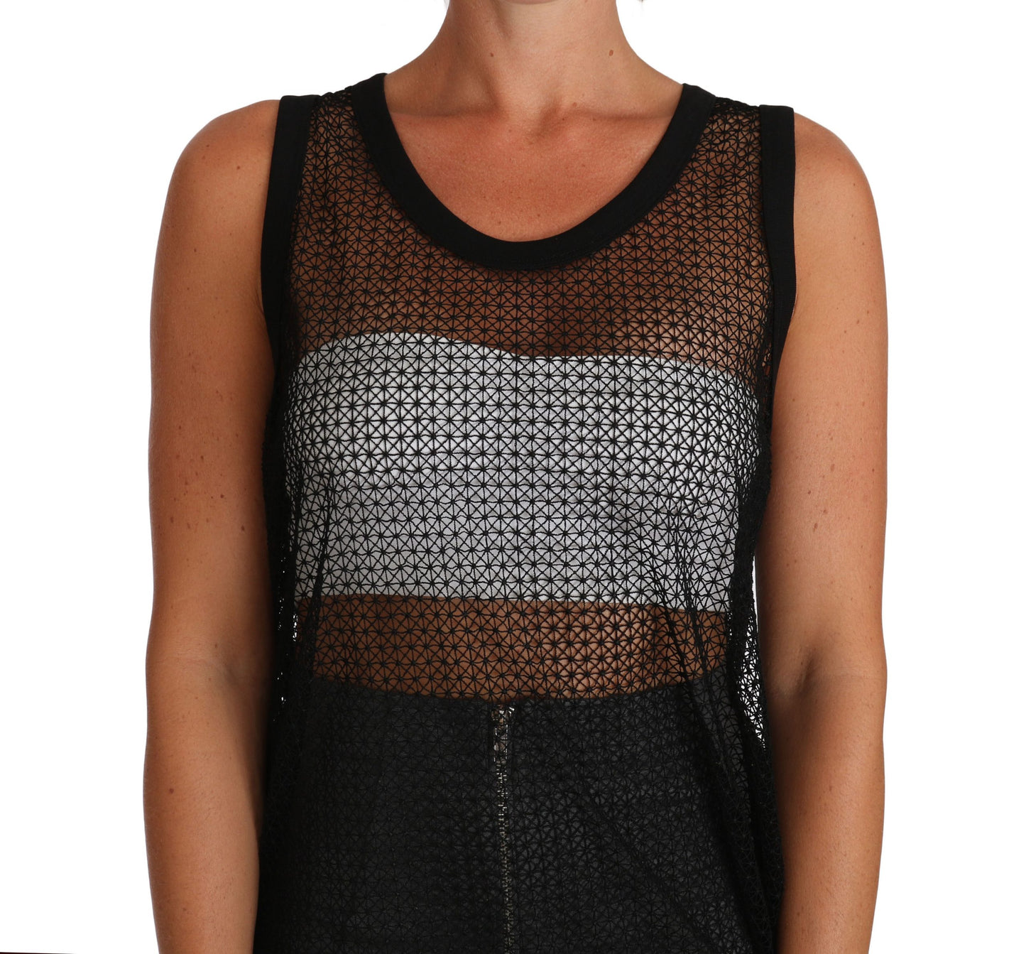 Dolce & Gabbana Elegant Sleeveless Black Mesh Top IT42 / M