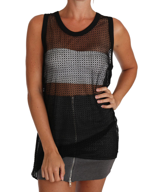 Dolce & Gabbana Elegant Sleeveless Black Mesh Top IT42 / M