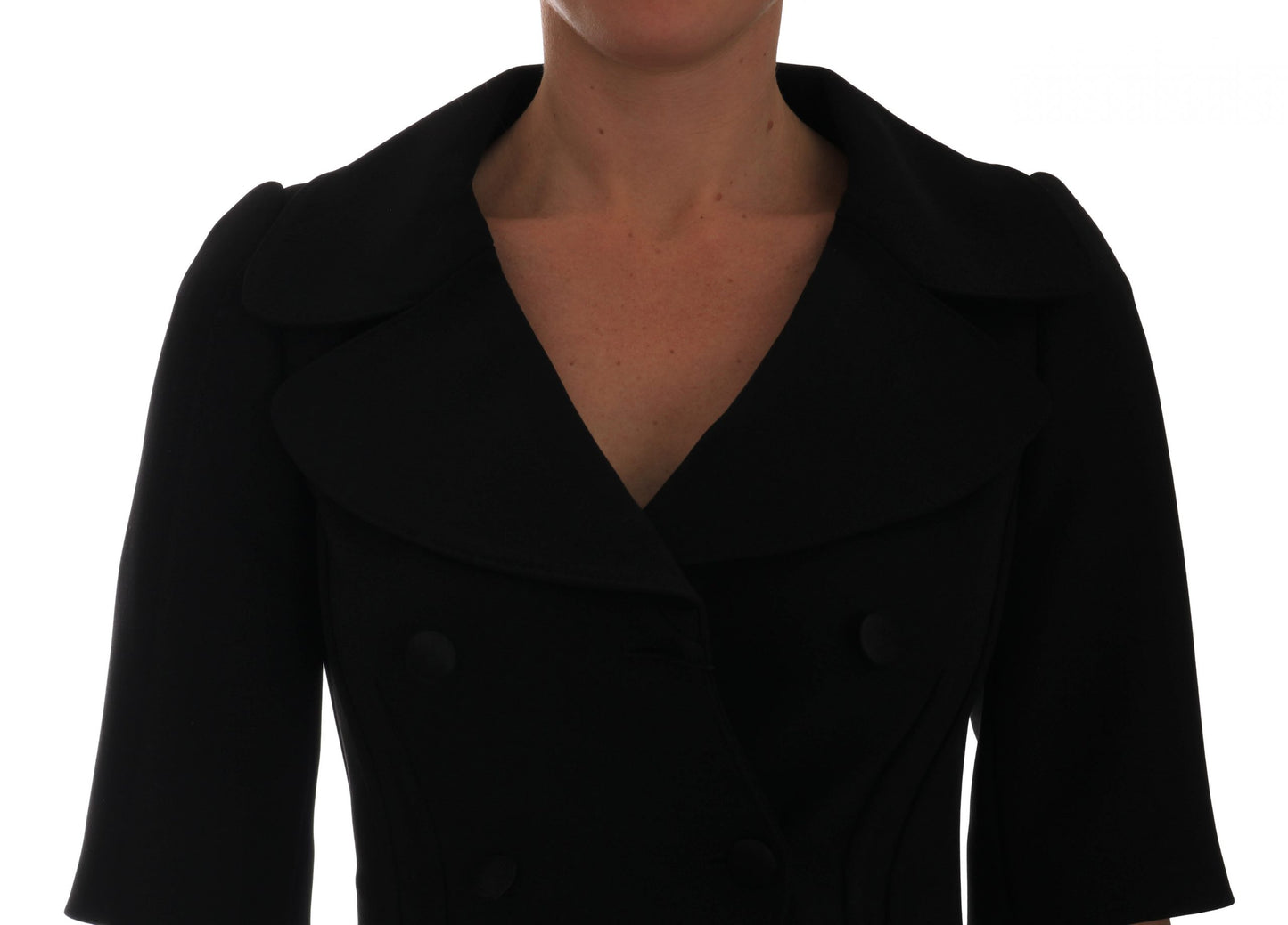 Dolce & Gabbana Chic Black Cropped Double Breasted Blazer IT36 / XS