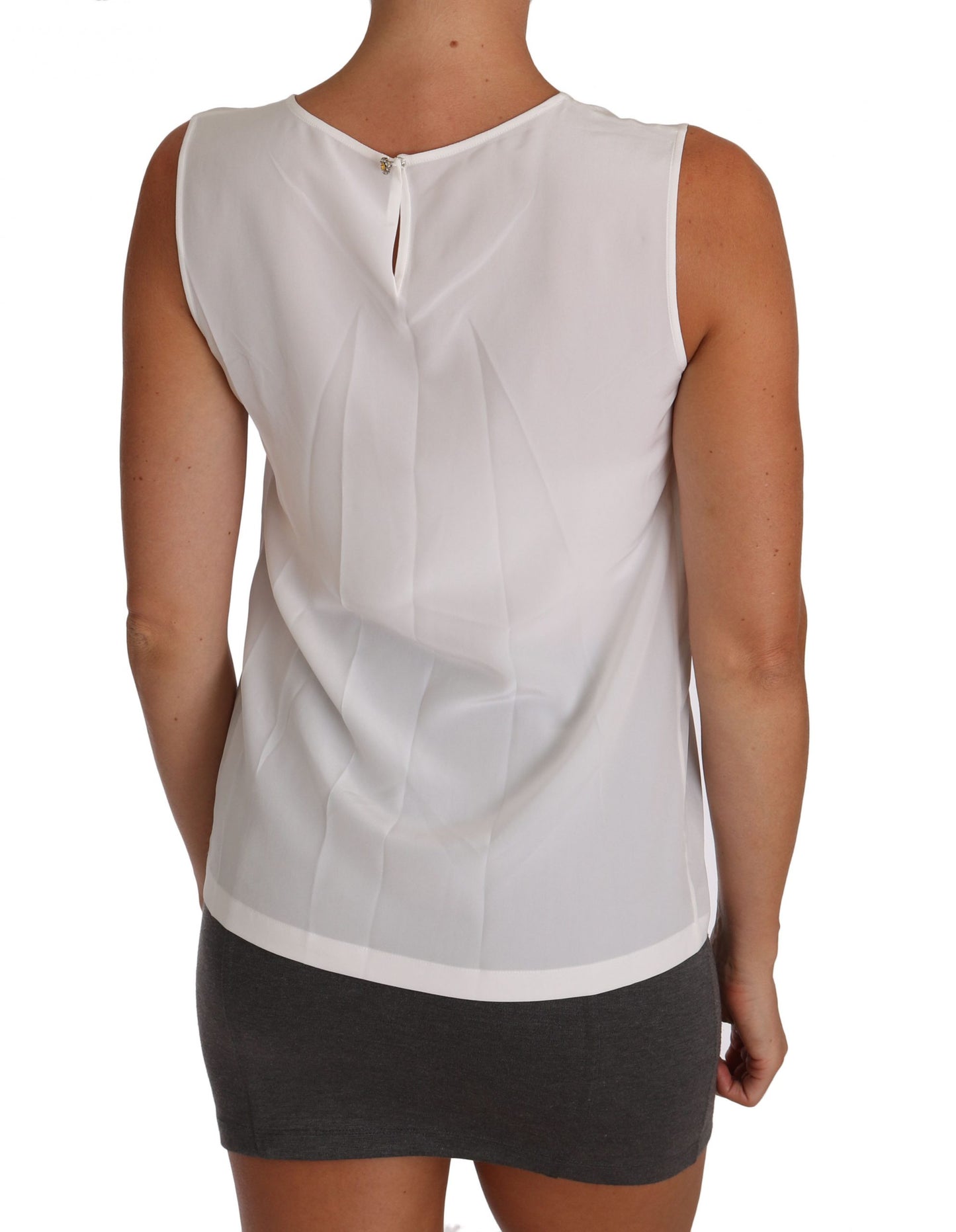 Dolce & Gabbana Elegant Sleeveless White Silk Blouse Top IT36 / XXS