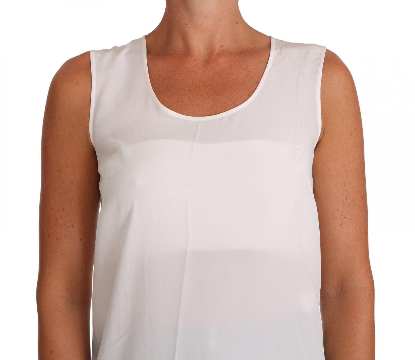 Dolce & Gabbana Elegant Sleeveless White Silk Blouse Top IT36 / XXS