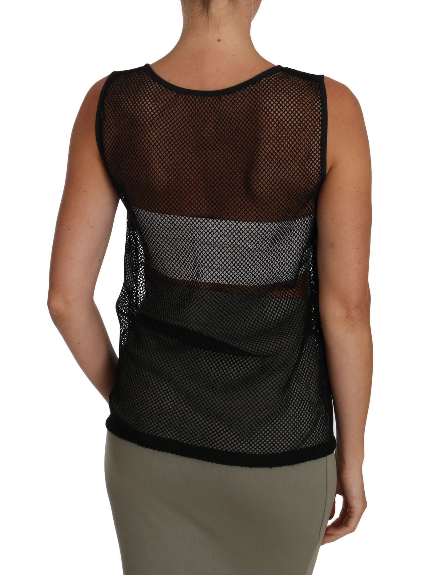 Dolce & Gabbana Elegant Black Mesh Sleeveless Blouse Top IT42 / M