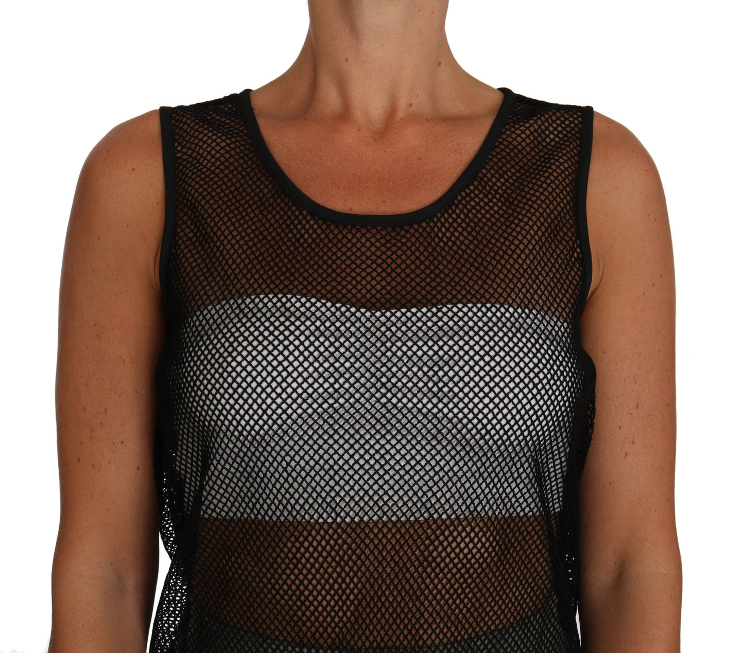 Dolce & Gabbana Elegant Black Mesh Sleeveless Blouse Top IT42 / M