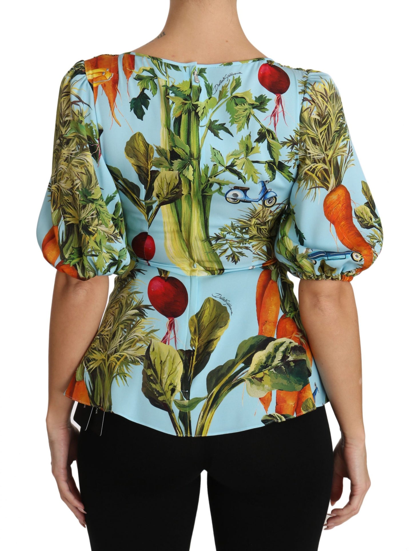 Dolce & Gabbana Vegetable Print Silk Top Extravaganza IT36 / XS