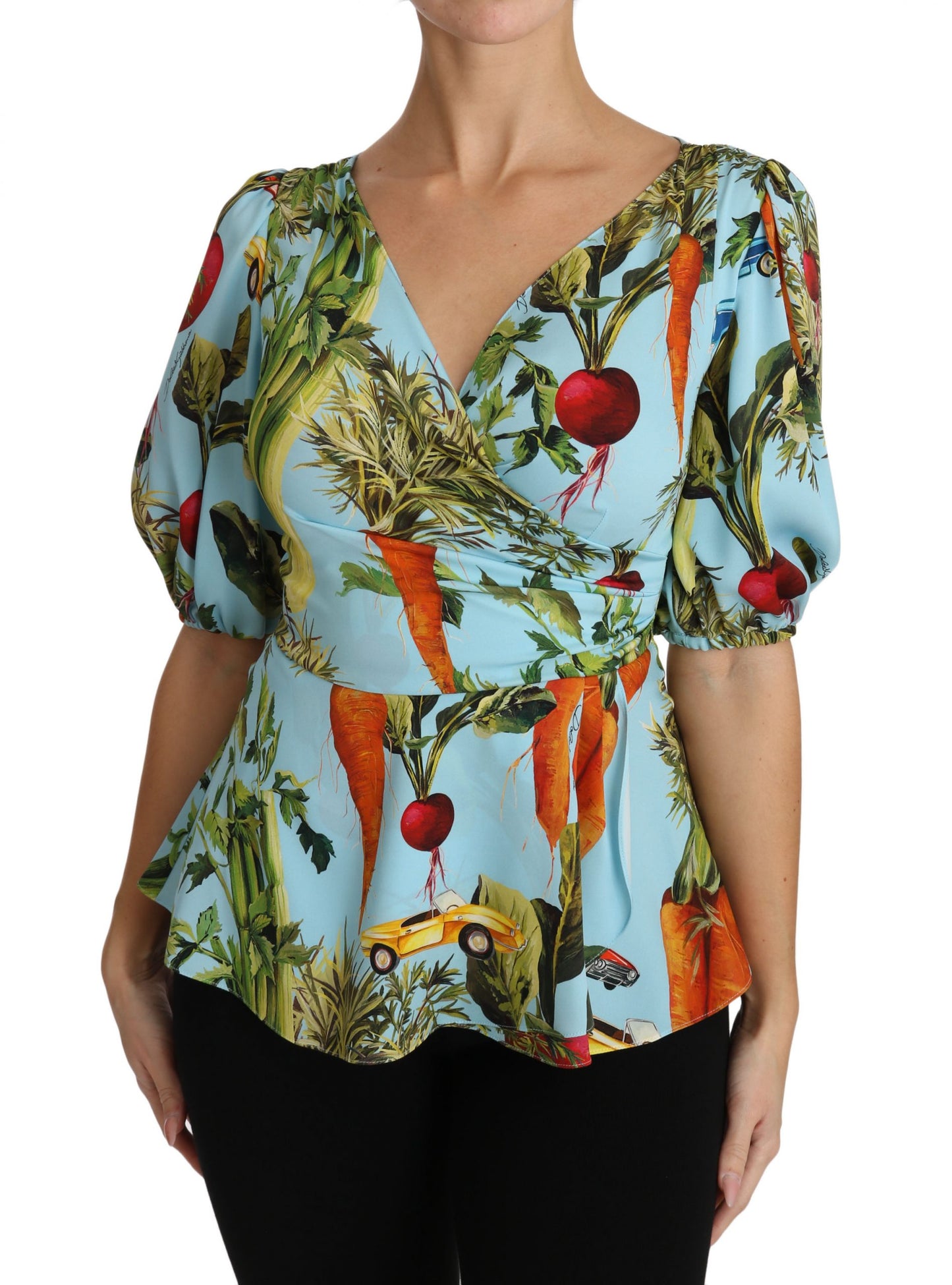 Dolce & Gabbana Vegetable Print Silk Top Extravaganza IT36 / XS