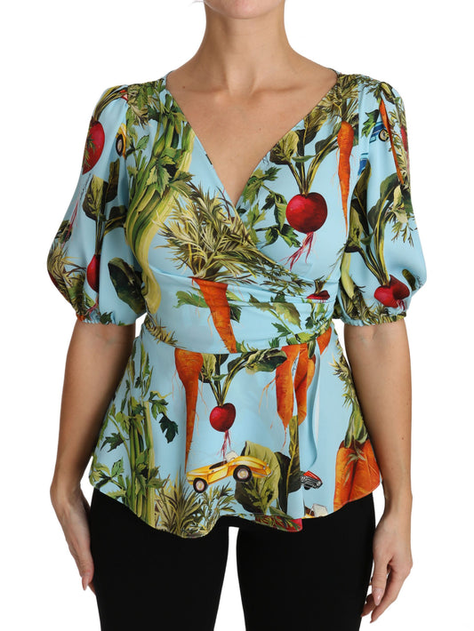 Dolce & Gabbana Vegetable Print Silk Top Extravaganza IT36 / XS