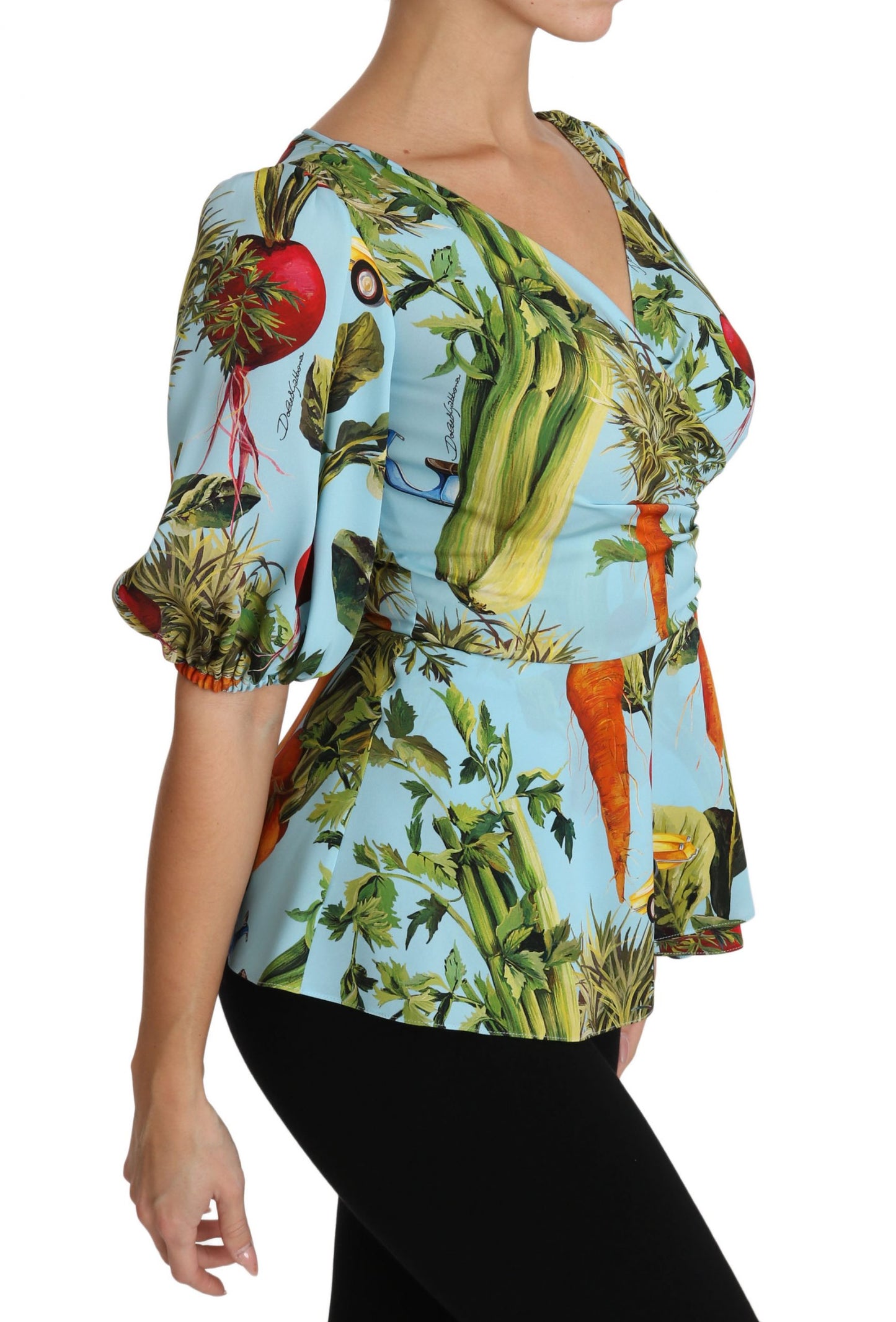 Dolce & Gabbana Vegetable Print Silk Top Extravaganza IT36 / XS