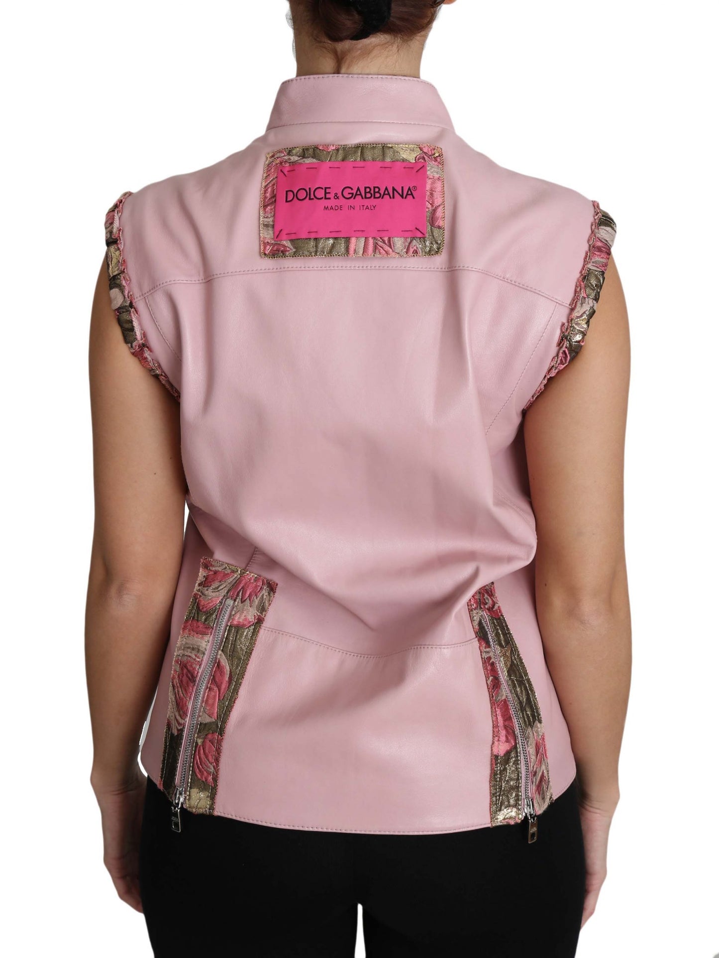 Dolce & Gabbana Stunning Pink Sleeveless Leather Vest IT40 | S