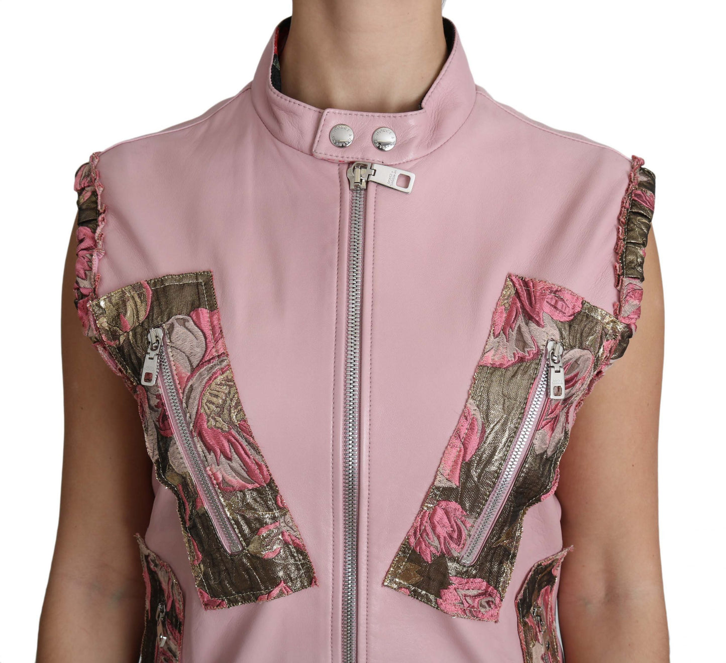 Dolce & Gabbana Stunning Pink Sleeveless Leather Vest IT40 | S