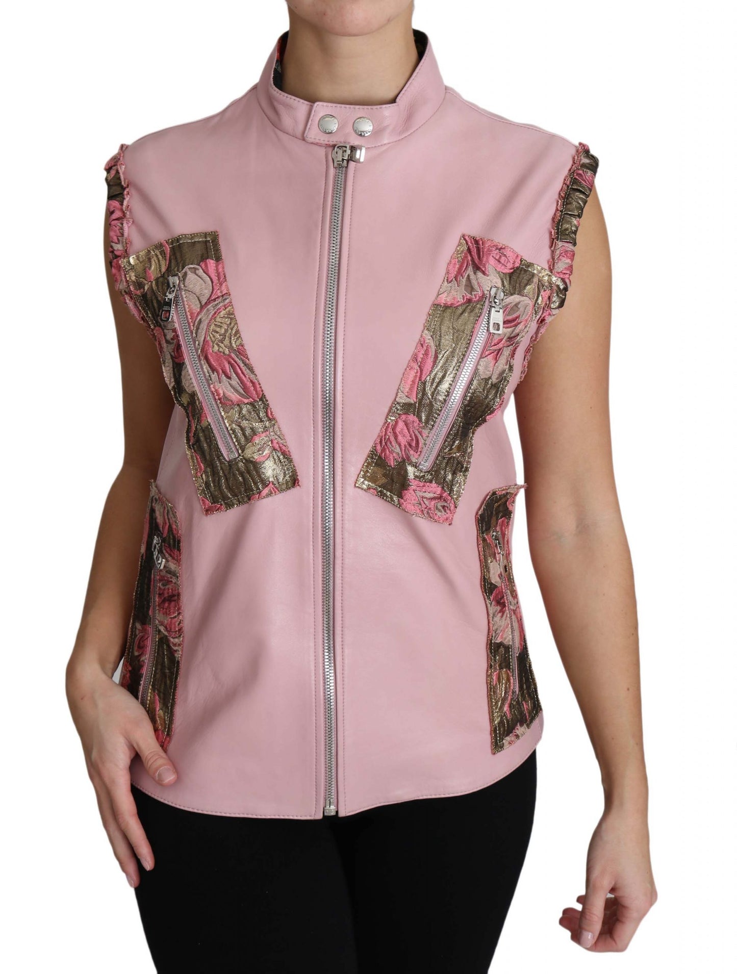 Dolce & Gabbana Stunning Pink Sleeveless Leather Vest IT40 | S