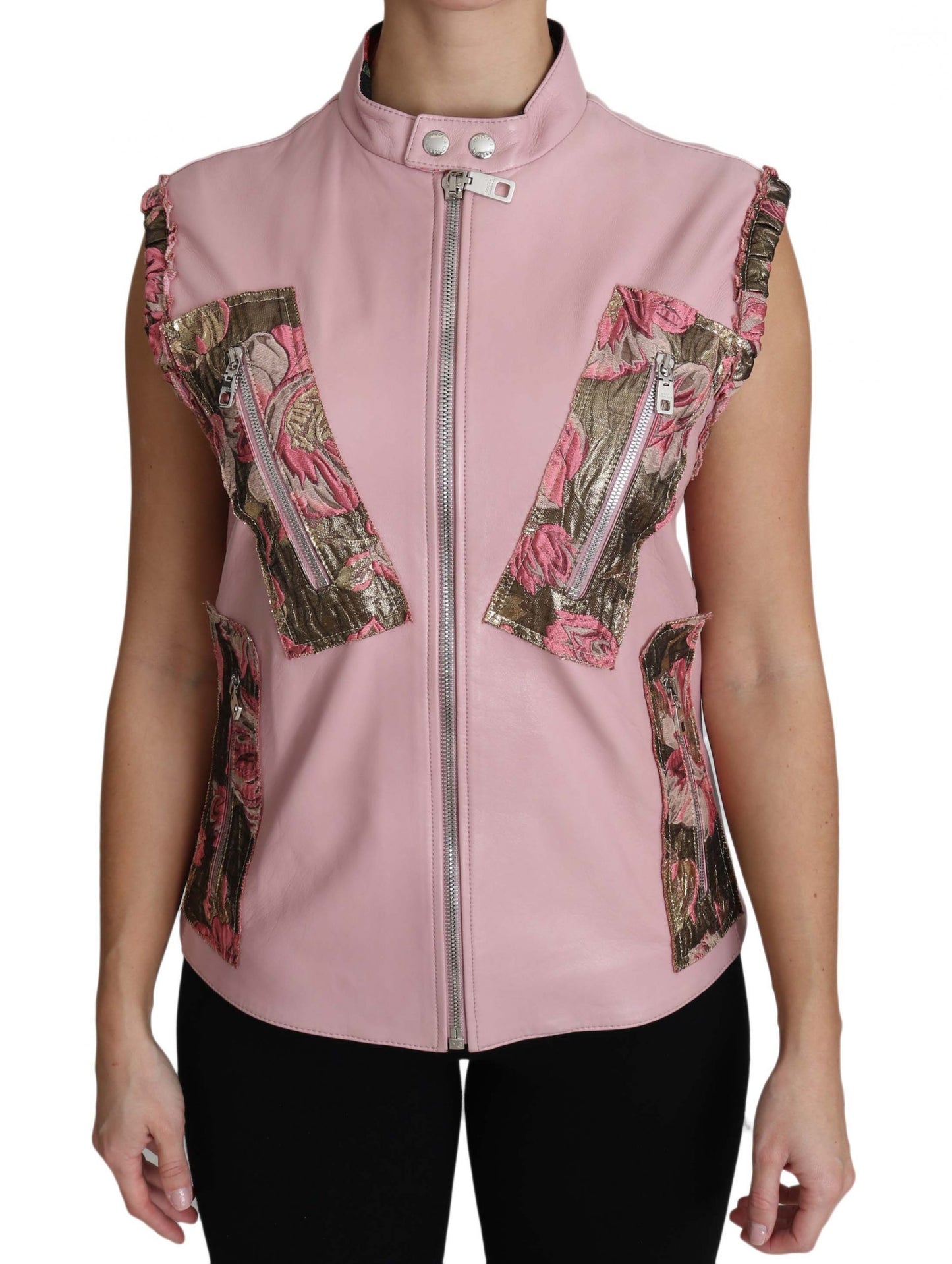 Dolce & Gabbana Stunning Pink Sleeveless Leather Vest IT40 | S