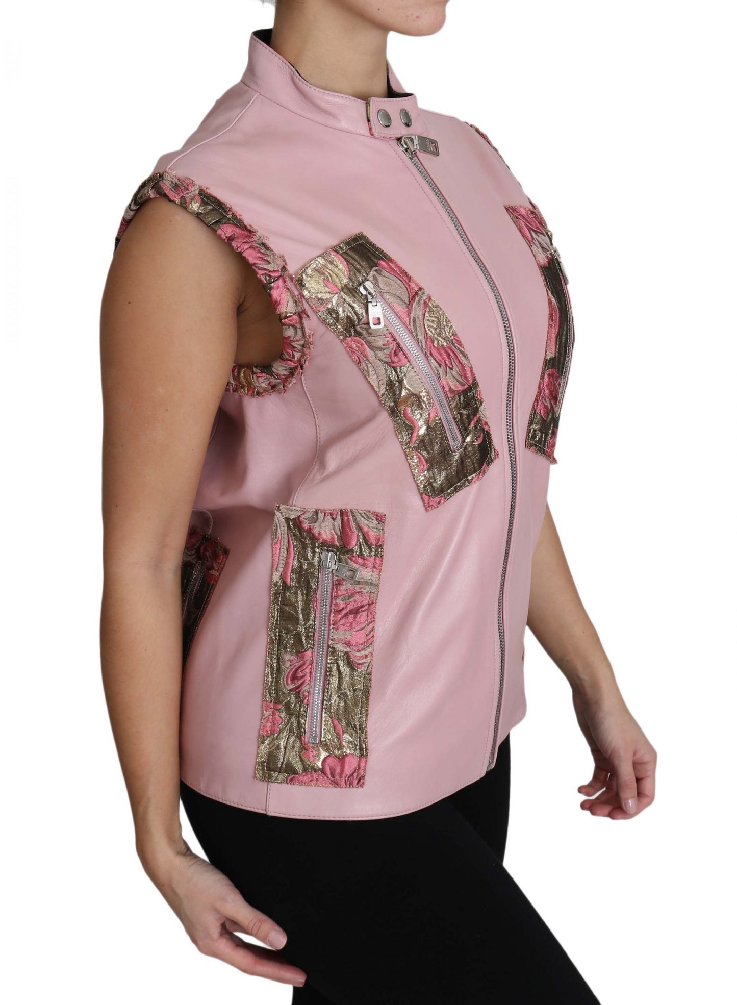 Dolce & Gabbana Stunning Pink Sleeveless Leather Vest IT40 | S