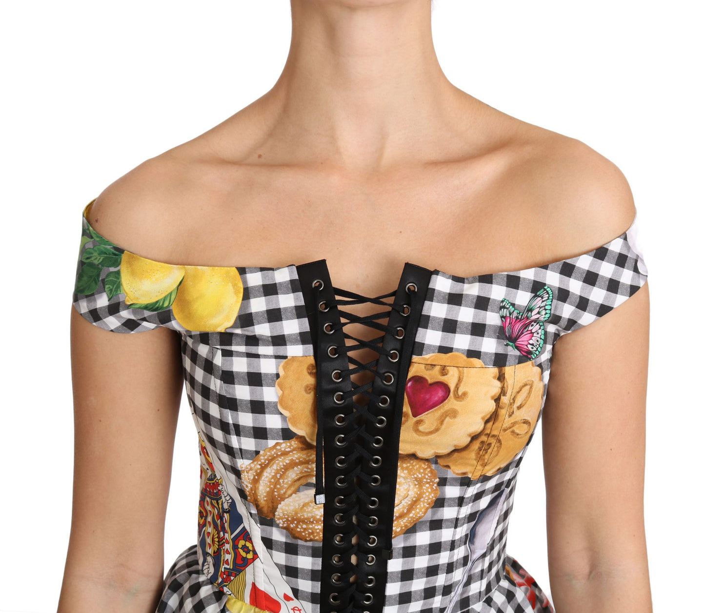 Dolce & Gabbana Chic Checkered Corset Top Blouse IT36 / XXS