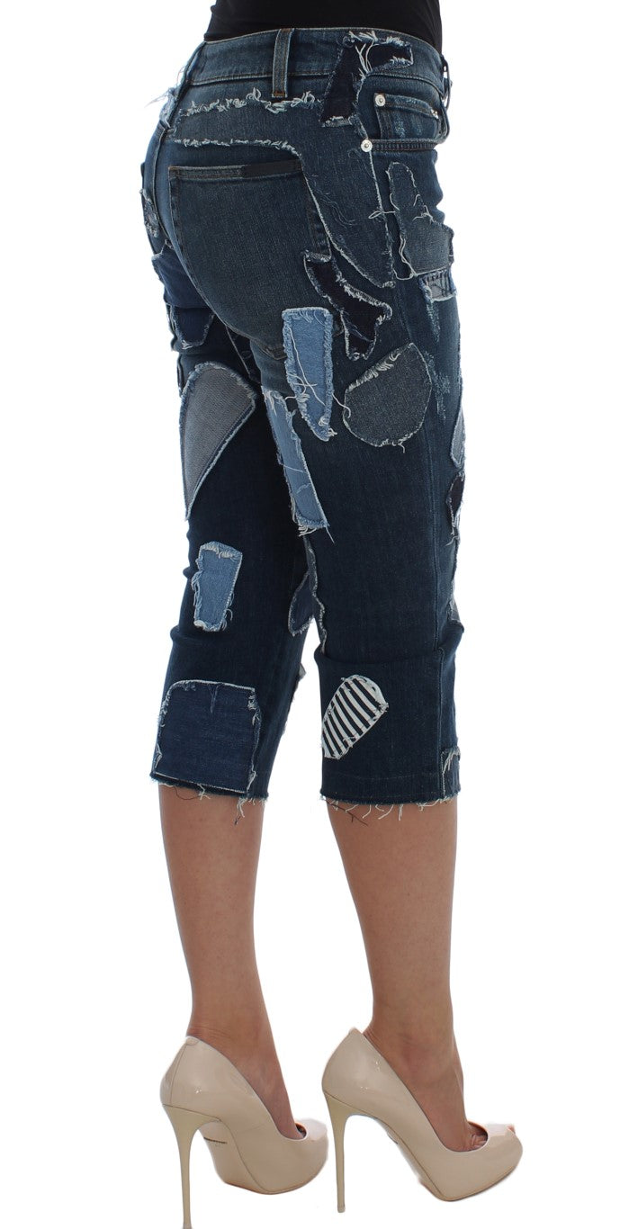 Dolce & Gabbana Chic Blue Patchwork Denim Shorts IT36 / XS