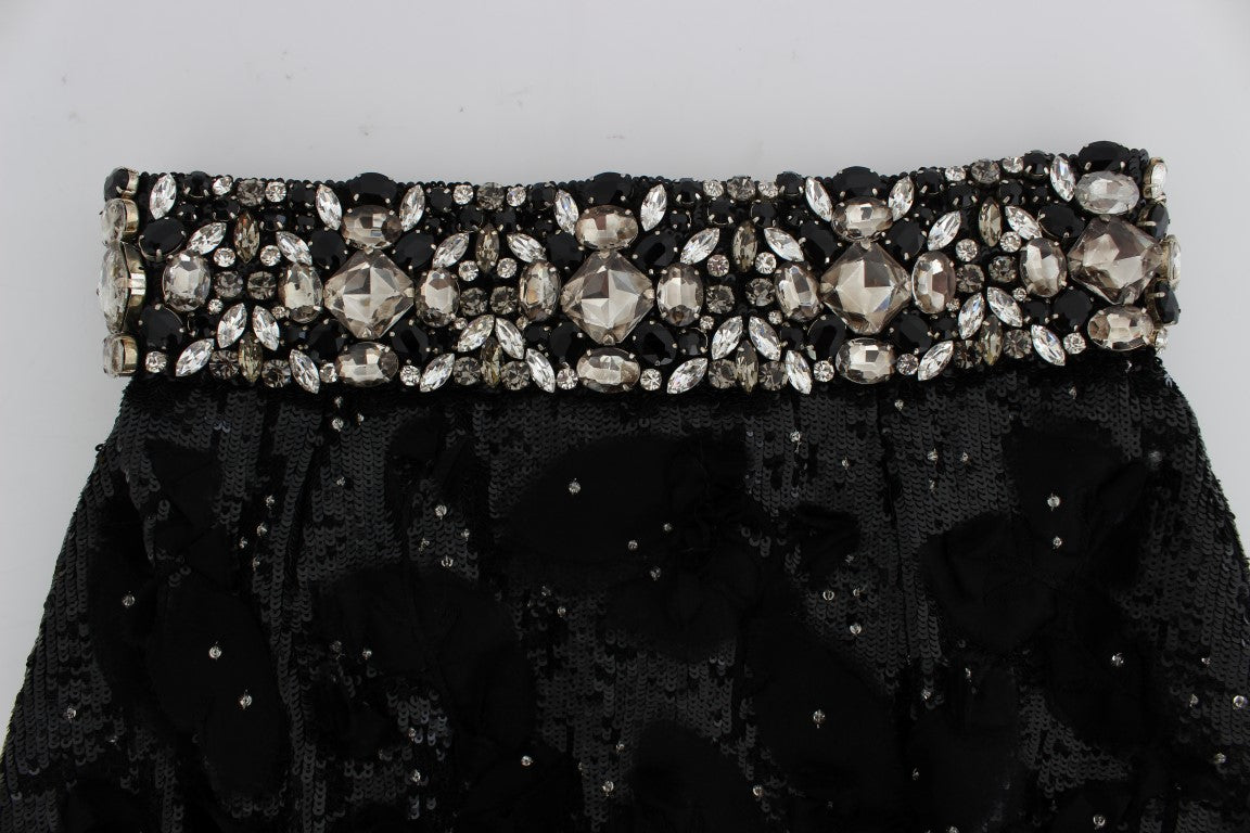 Dolce & Gabbana Crystal Sequined Silk High Waist Shorts IT40 / S