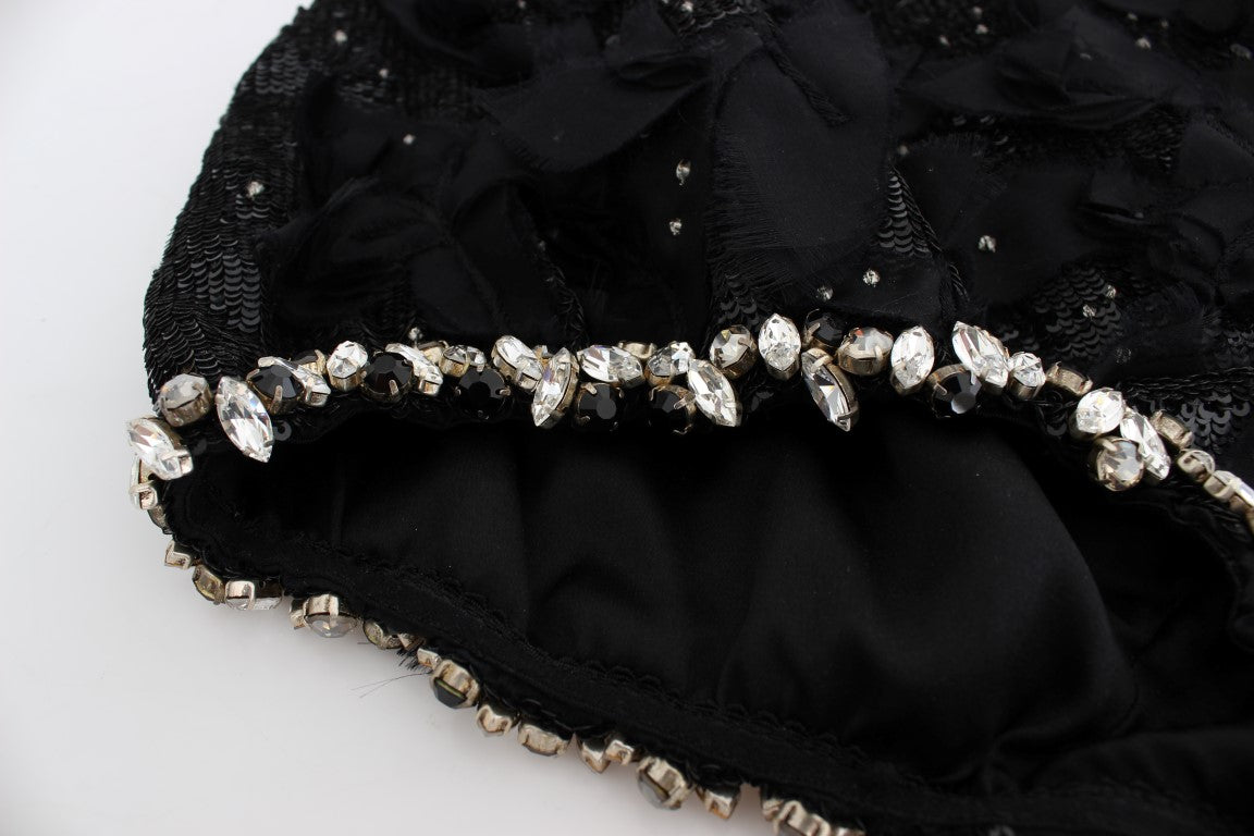 Dolce & Gabbana Crystal Sequined Silk High Waist Shorts IT40 / S