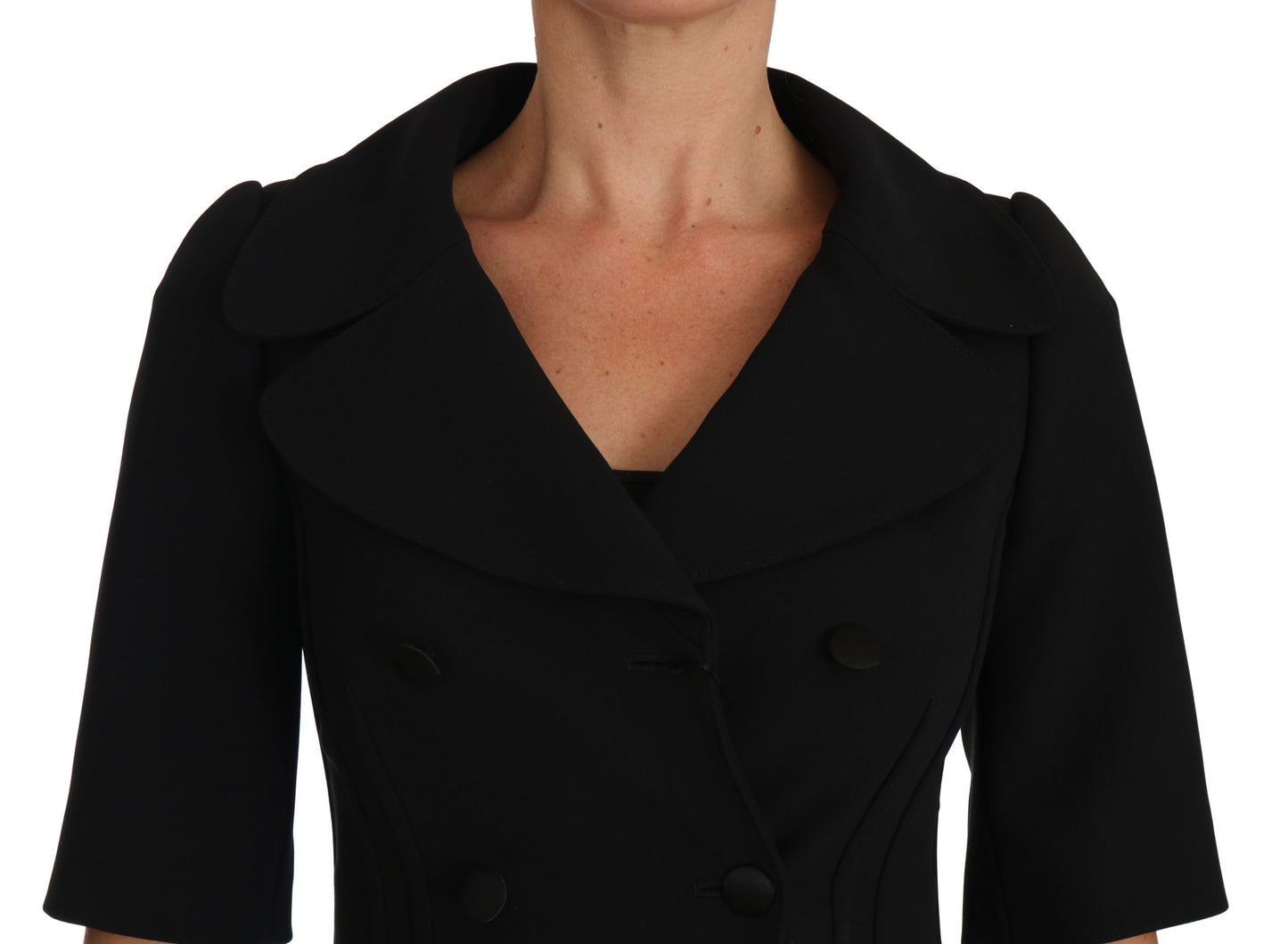 Dolce & Gabbana Elegant Black Cropped Wool Blazer IT36 / XS