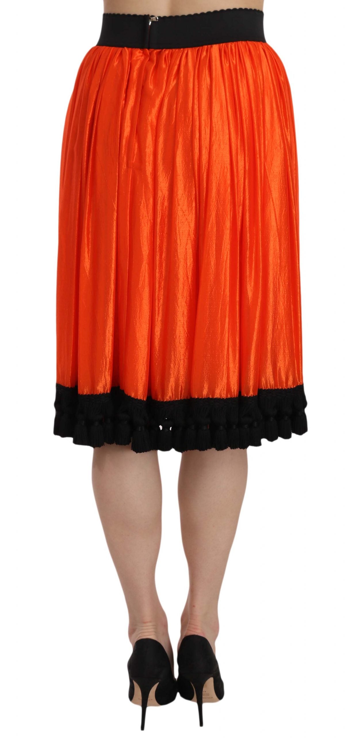 Dolce & Gabbana High-Waist Black & Orange Knee-Length Skirt IT40 | S