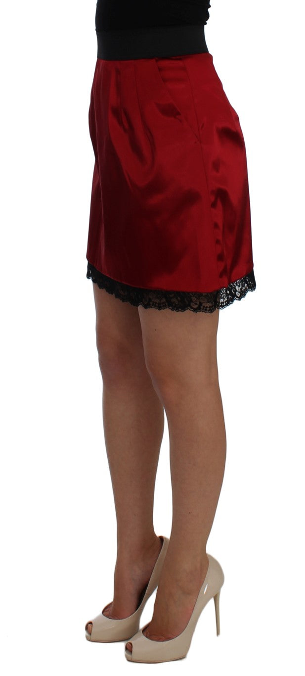 Dolce & Gabbana Elegant Red Lace High-Waist Skirt IT46 / XL