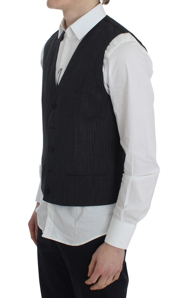 Dolce & Gabbana Elegant Gray Striped Wool Vest IT50 / L